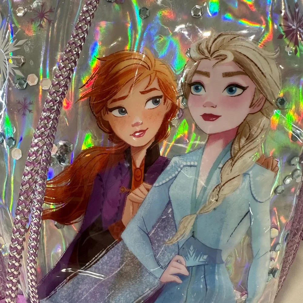 Disney frozen drawstring, backpack, Purple. Anna and Elsa
